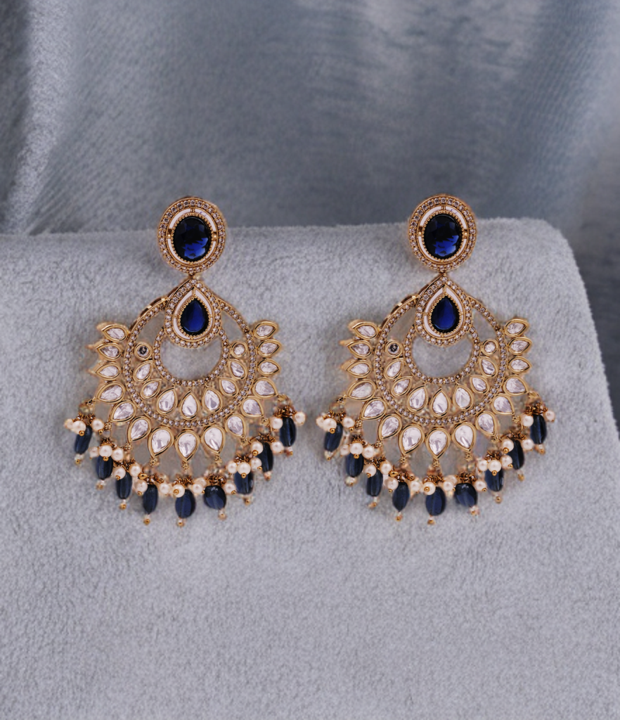 Pearl & Emerald Crescent Earrings