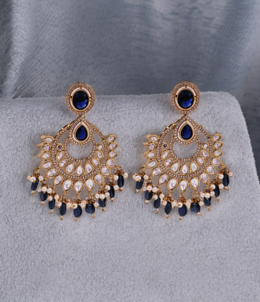 Pearl & Emerald Crescent Earrings