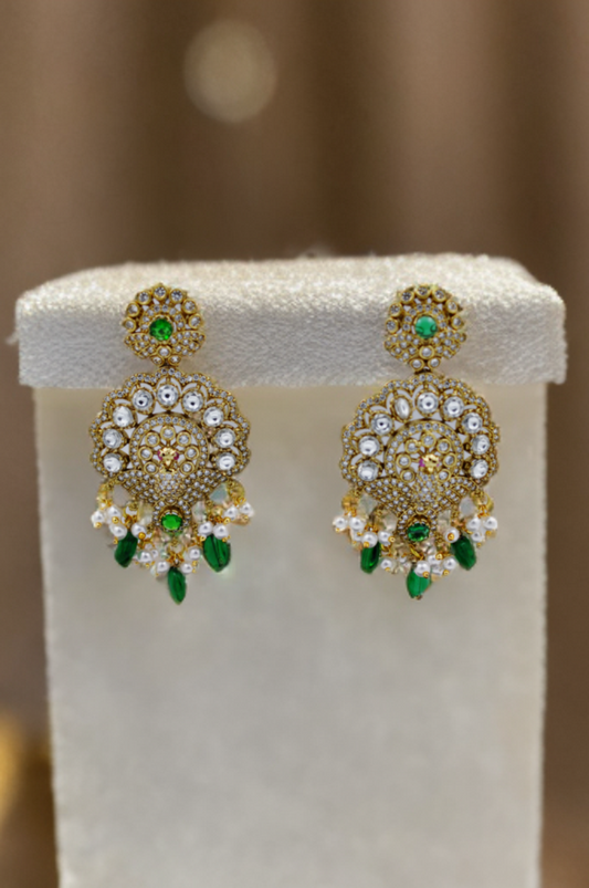 Timeless Royalty – Pearl & Stone Studded Chandbali Earrings