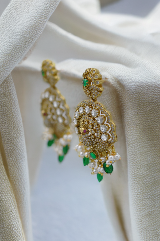 Timeless Royalty – Pearl & Stone Studded Chandbali Earrings
