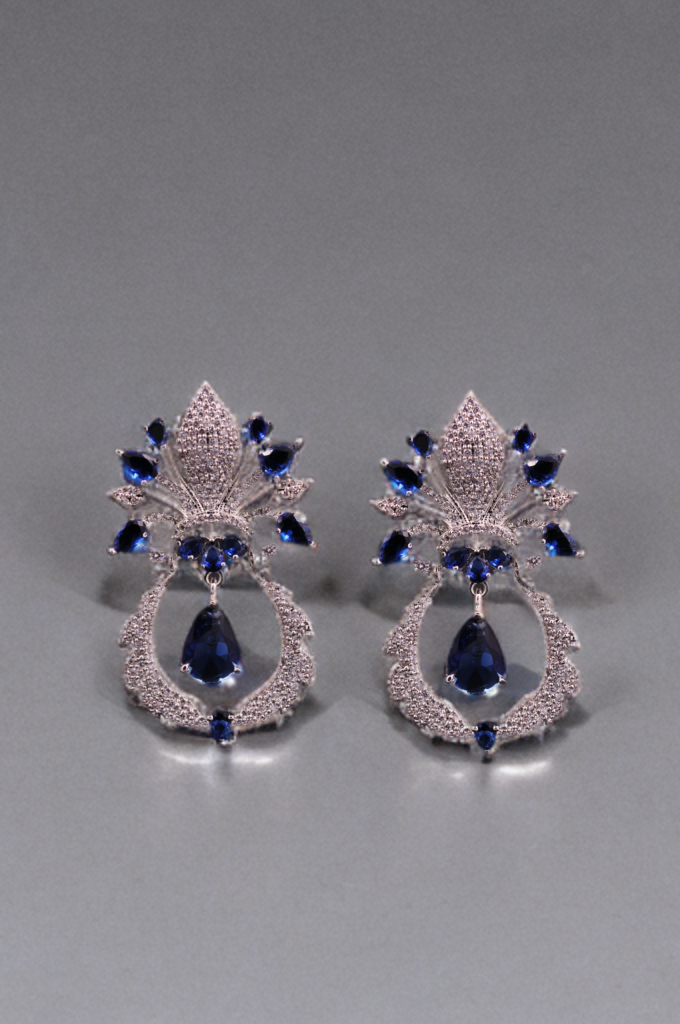 Royal Blue Vintage Glamour Crystal Earrings