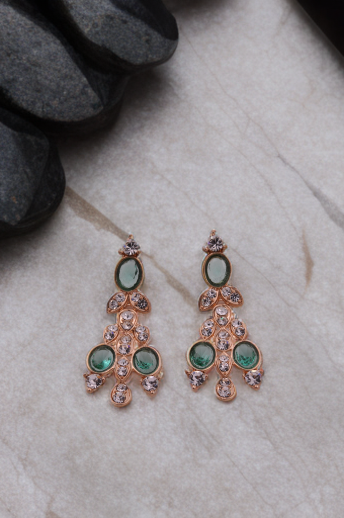 Emerald Crystal Cascade Earrings