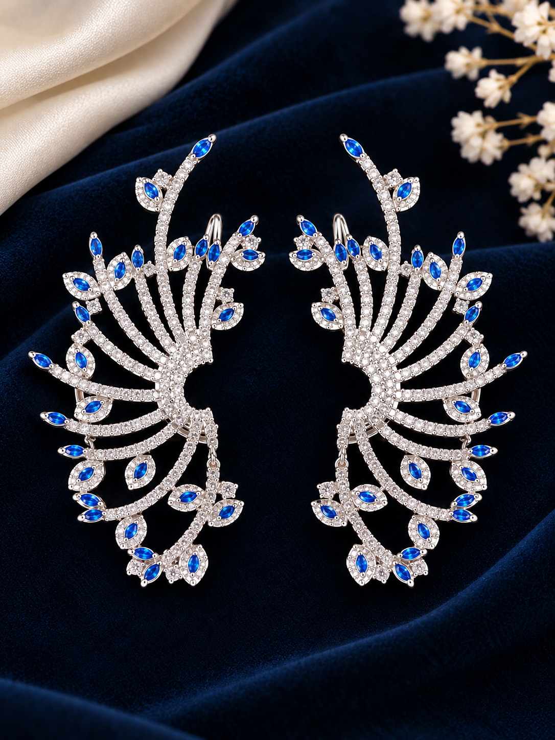 Royal Blue Crystal Wing Earrings