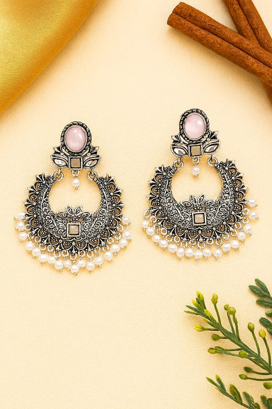 Ivory Pink Lunar Blossom Earrings