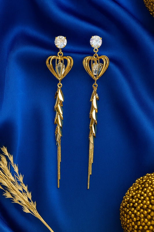 Enchanted Gold Heart Dangle Earrings