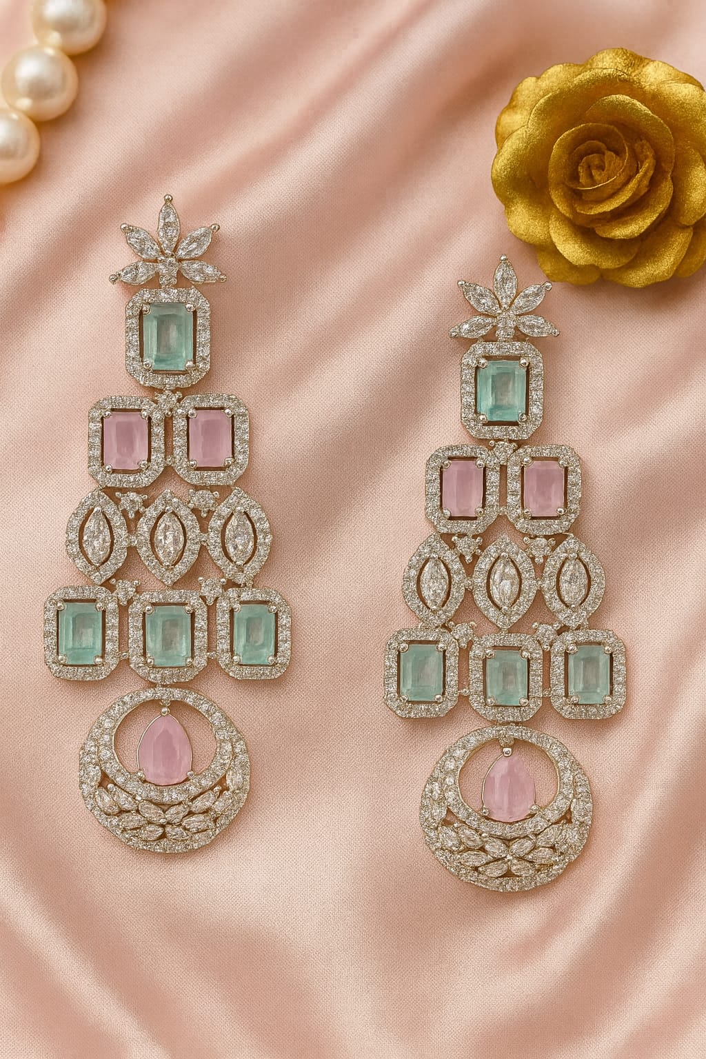 Enchanted Bloom – Pastel Gemstone Drop Earrings