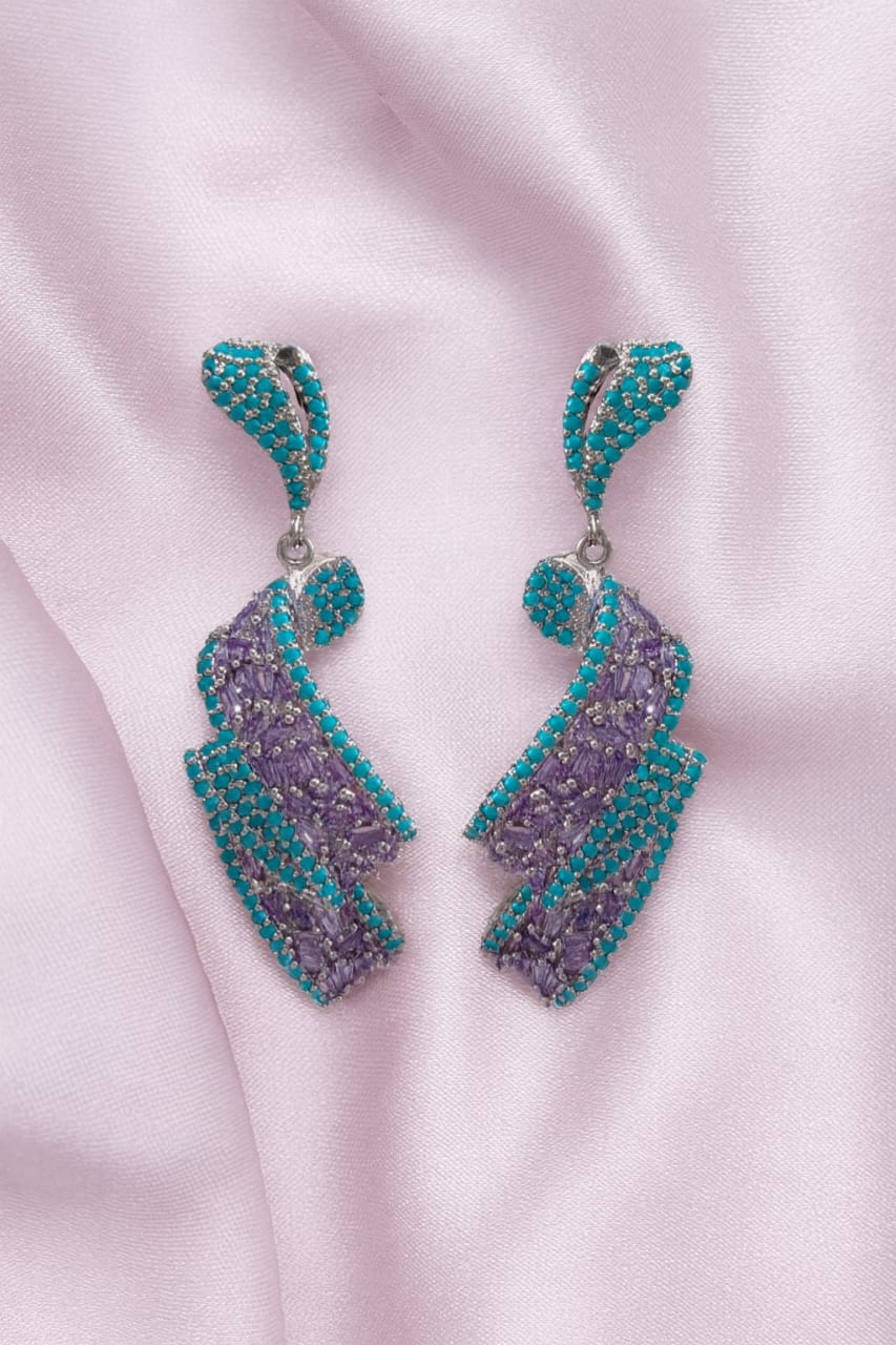 Blue Twilight Swirl Pavé Earrings