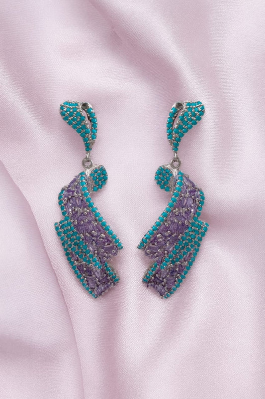 Blue Twilight Swirl Pavé Earrings