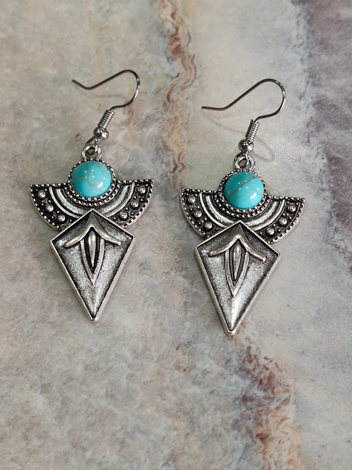 Turquoise Tribal Drop Earrings