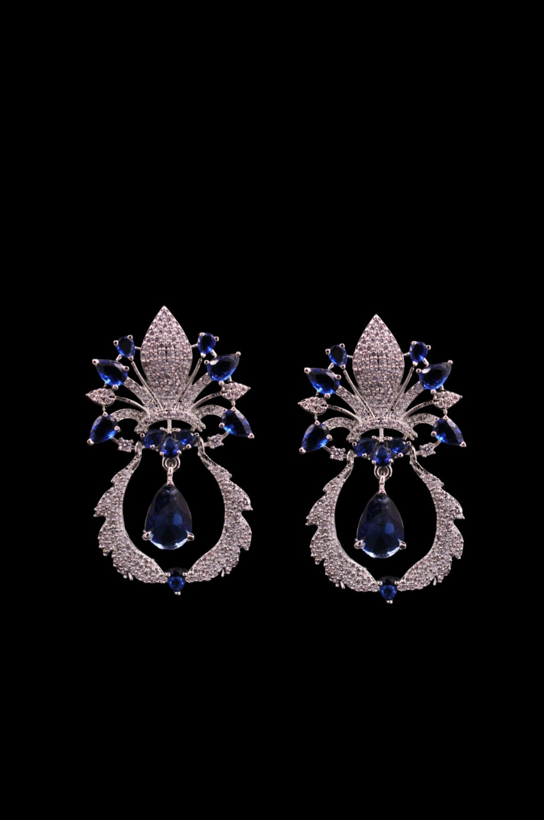 Royal Blue Vintage Glamour Crystal Earrings