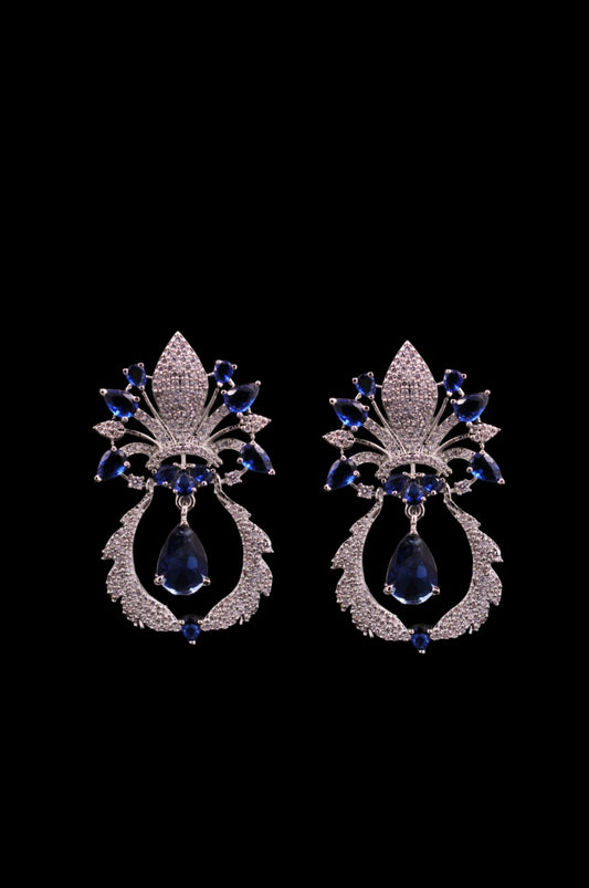 Royal Blue Vintage Glamour Crystal Earrings
