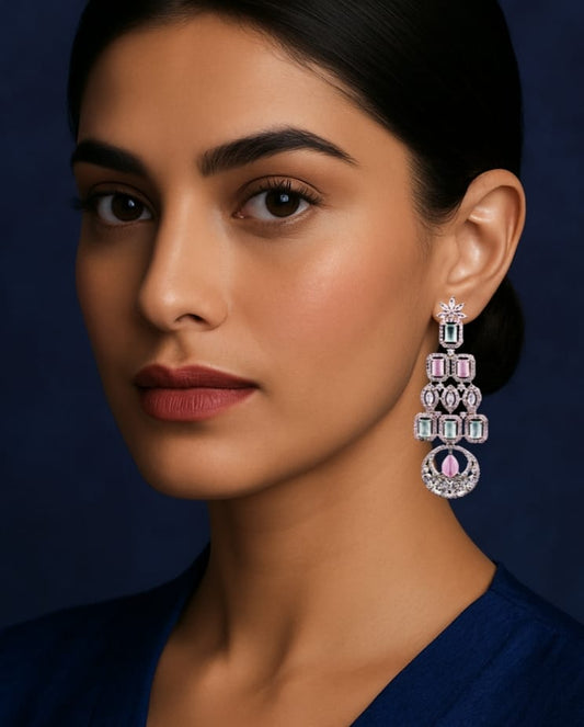 Enchanted Bloom – Pastel Gemstone Drop Earrings