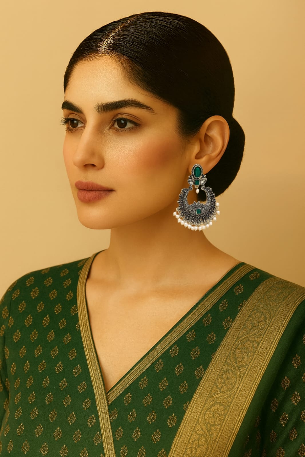 Green Lunar Blossom Earrings