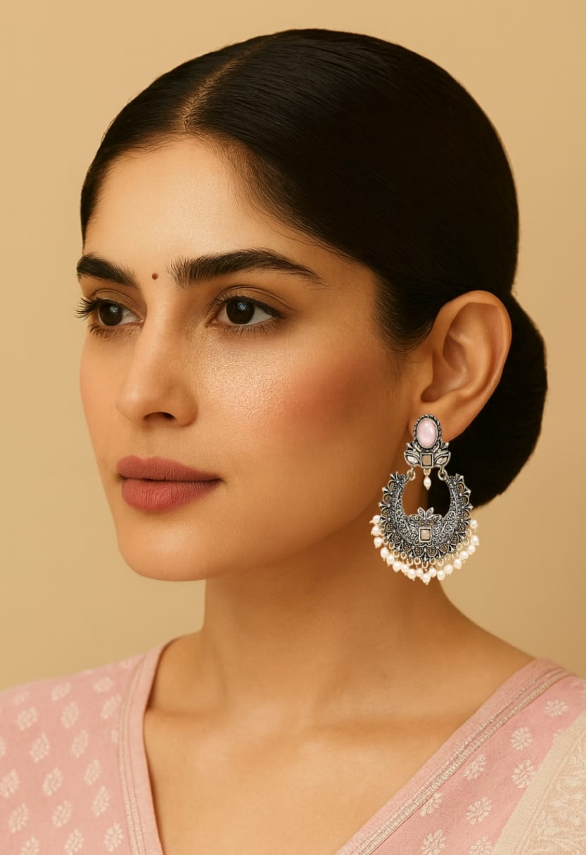 Ivory Pink Lunar Blossom Earrings