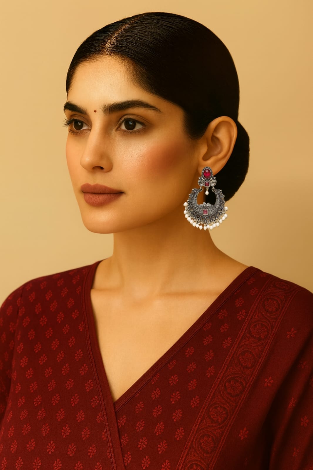 Red Lunar Blossom Earrings