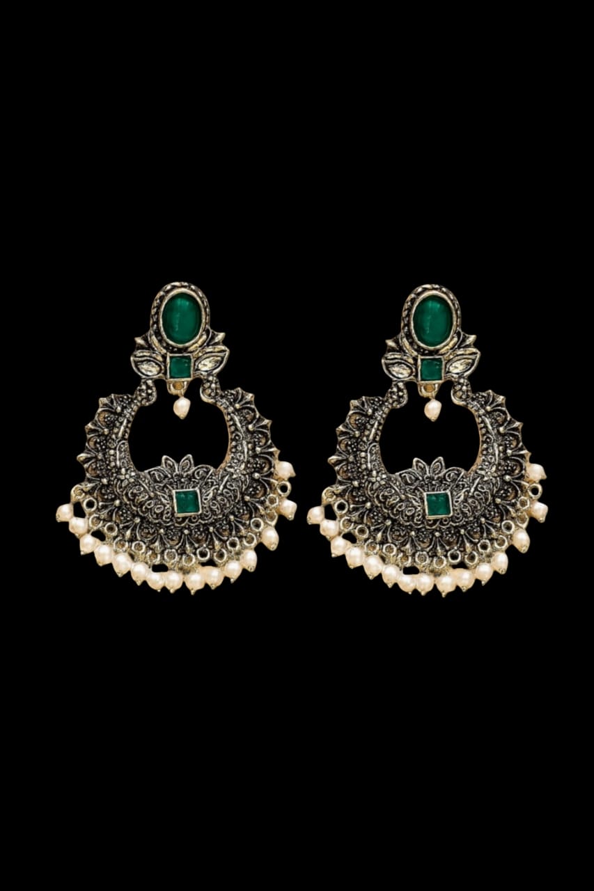 Green Lunar Blossom Earrings