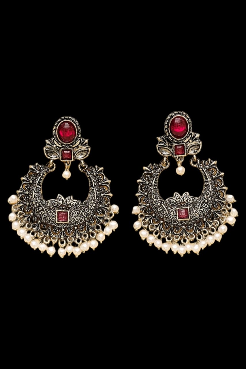 Red Lunar Blossom Earrings