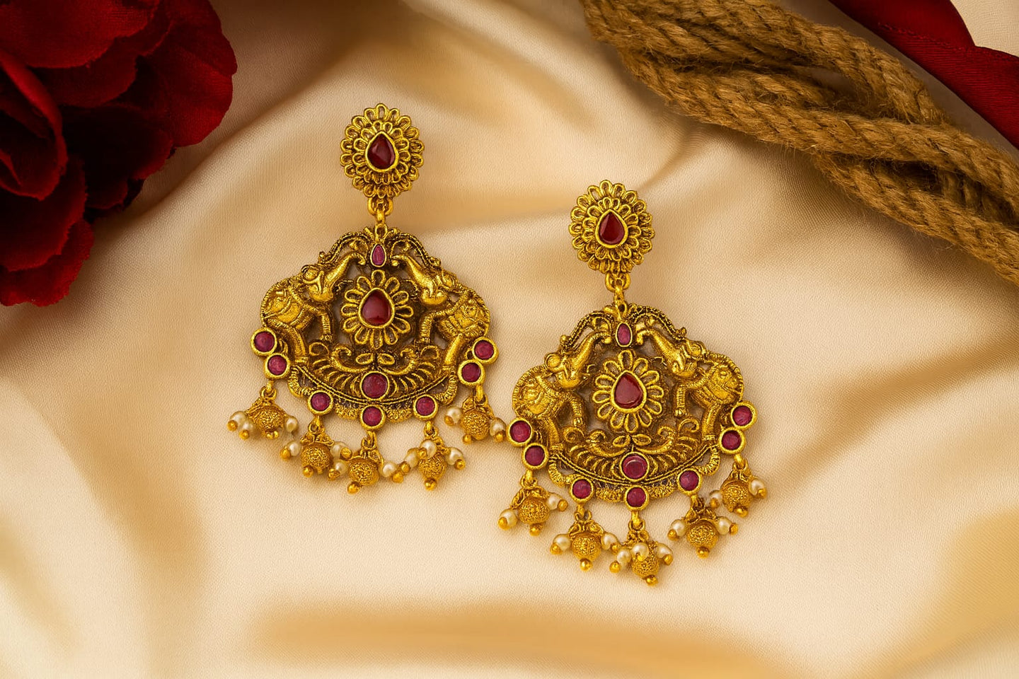 Regal Ruby Temple Jhumkas