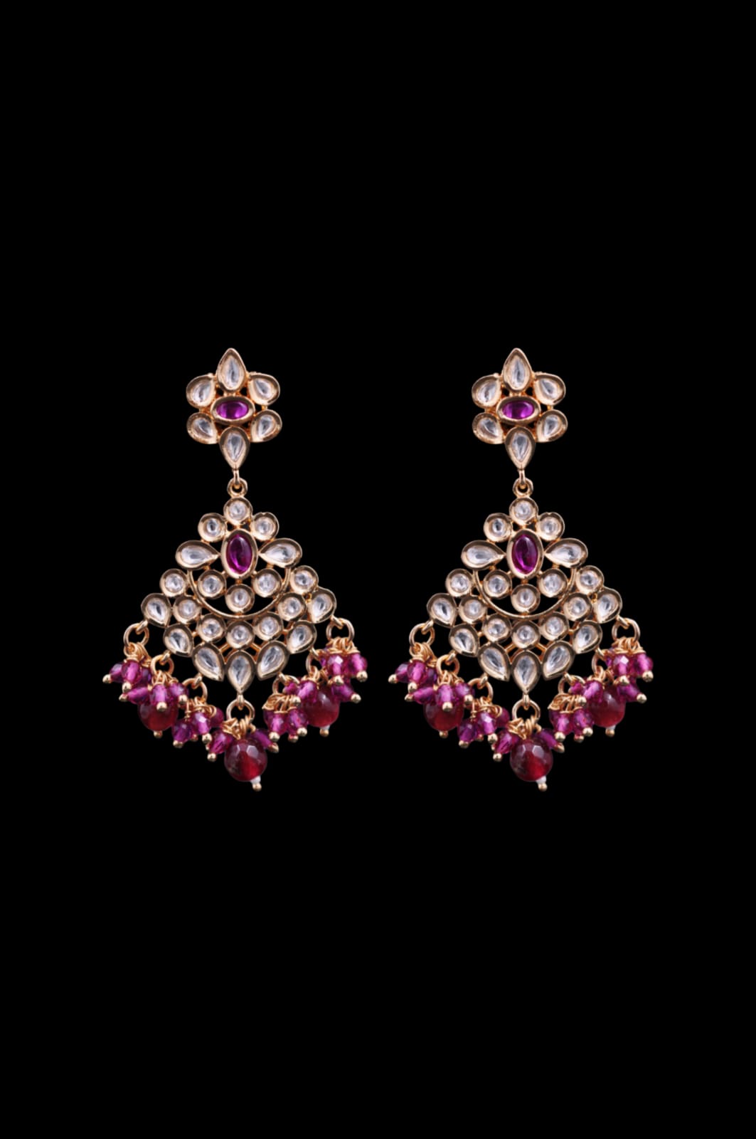 Royal Ruby Kundan Chandbalis