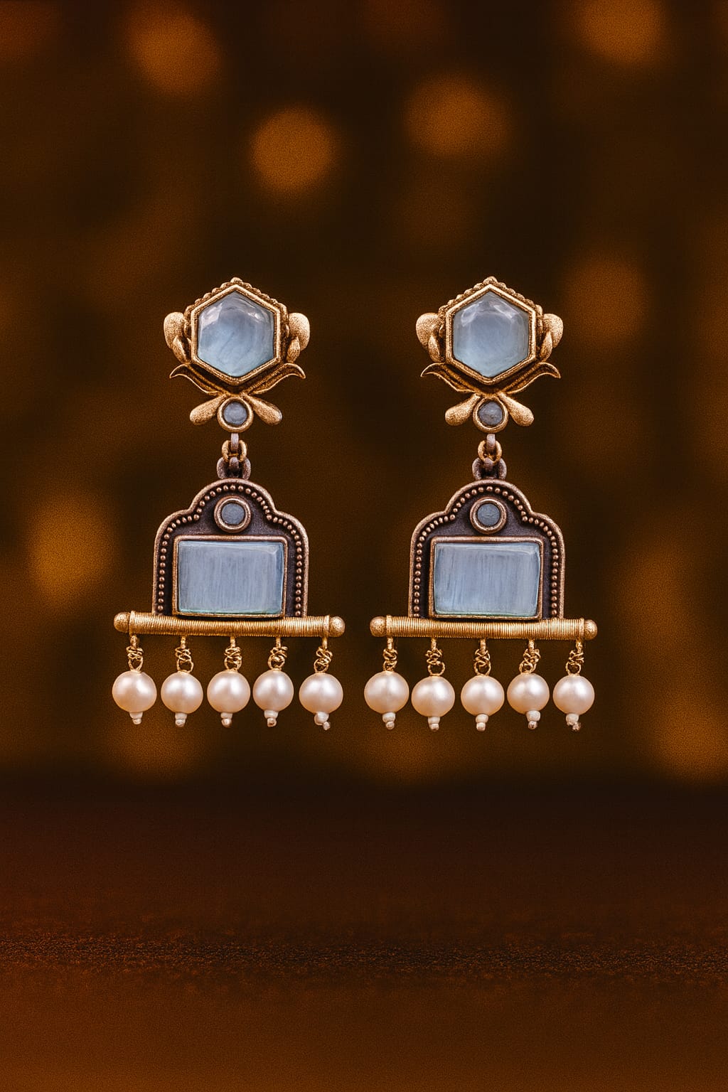 Azure Lotus Charm Earrings