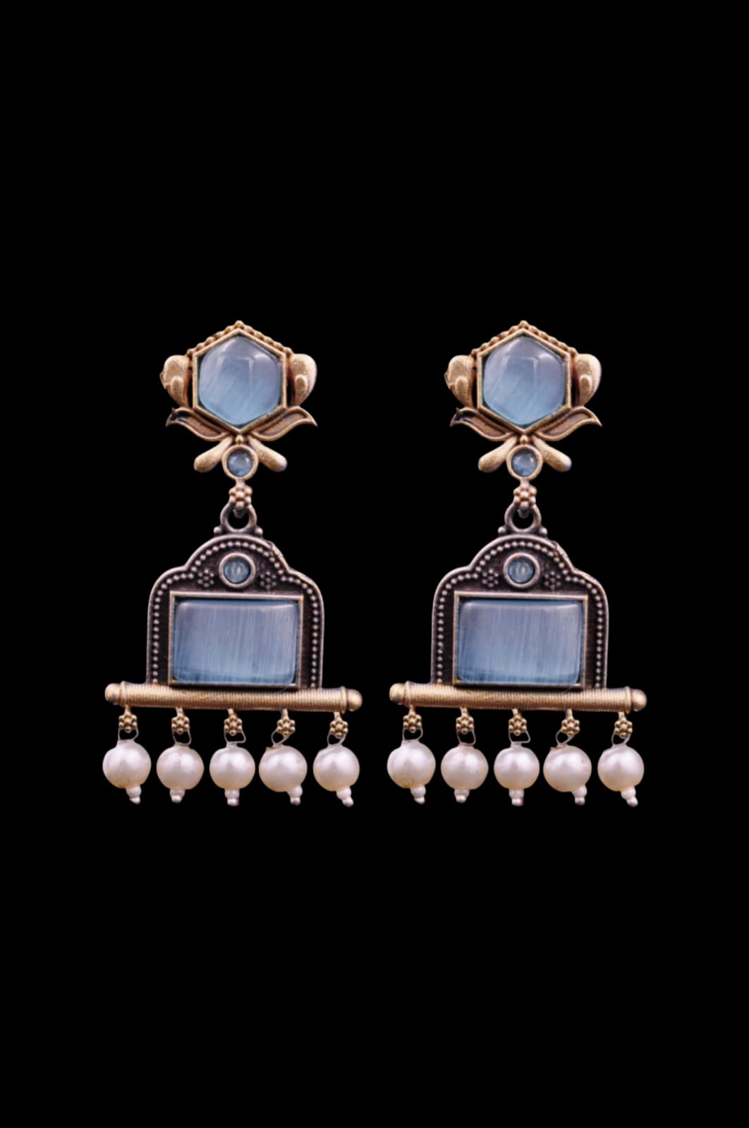 Azure Lotus Charm Earrings