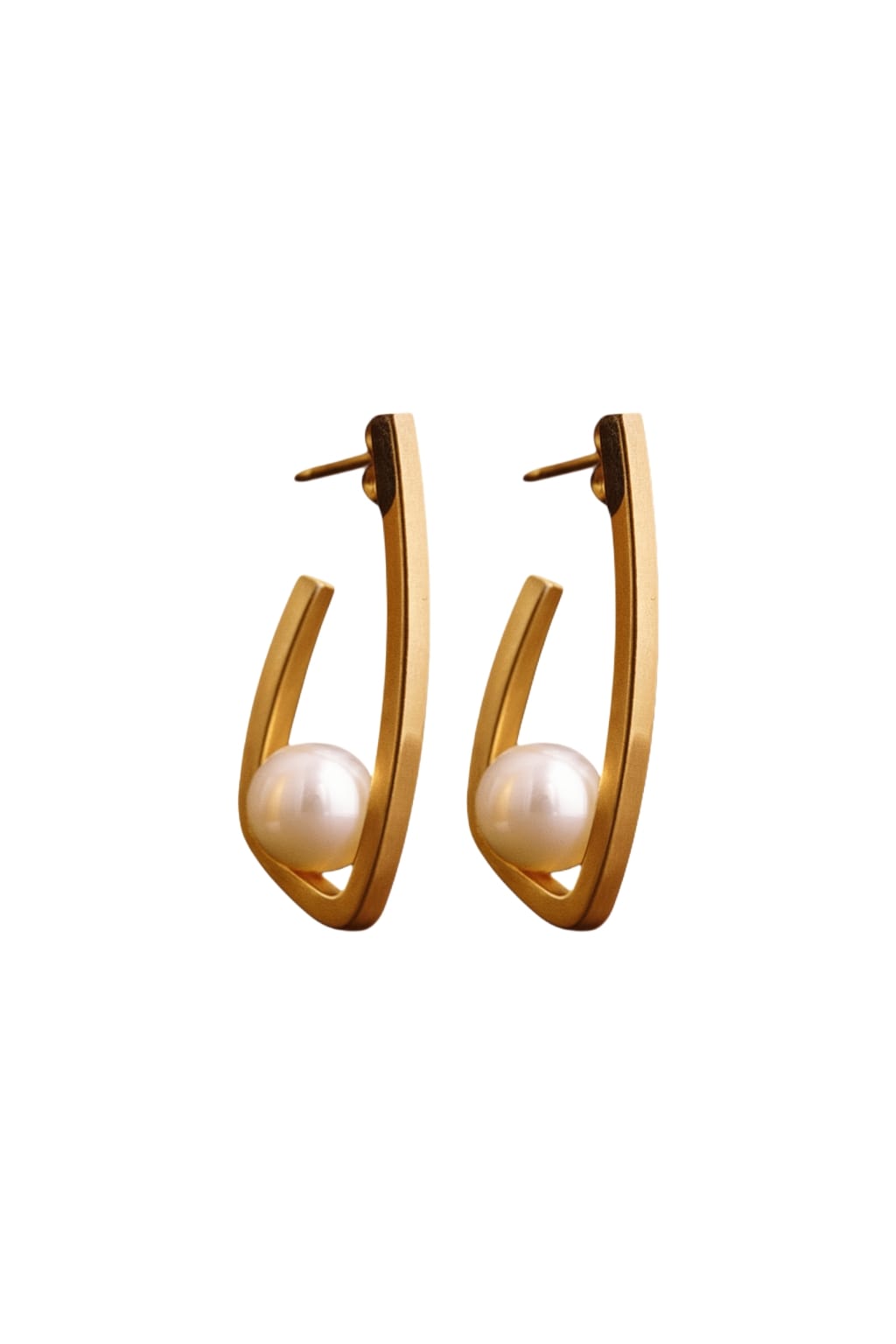 Golden Aura Pearl Hoops