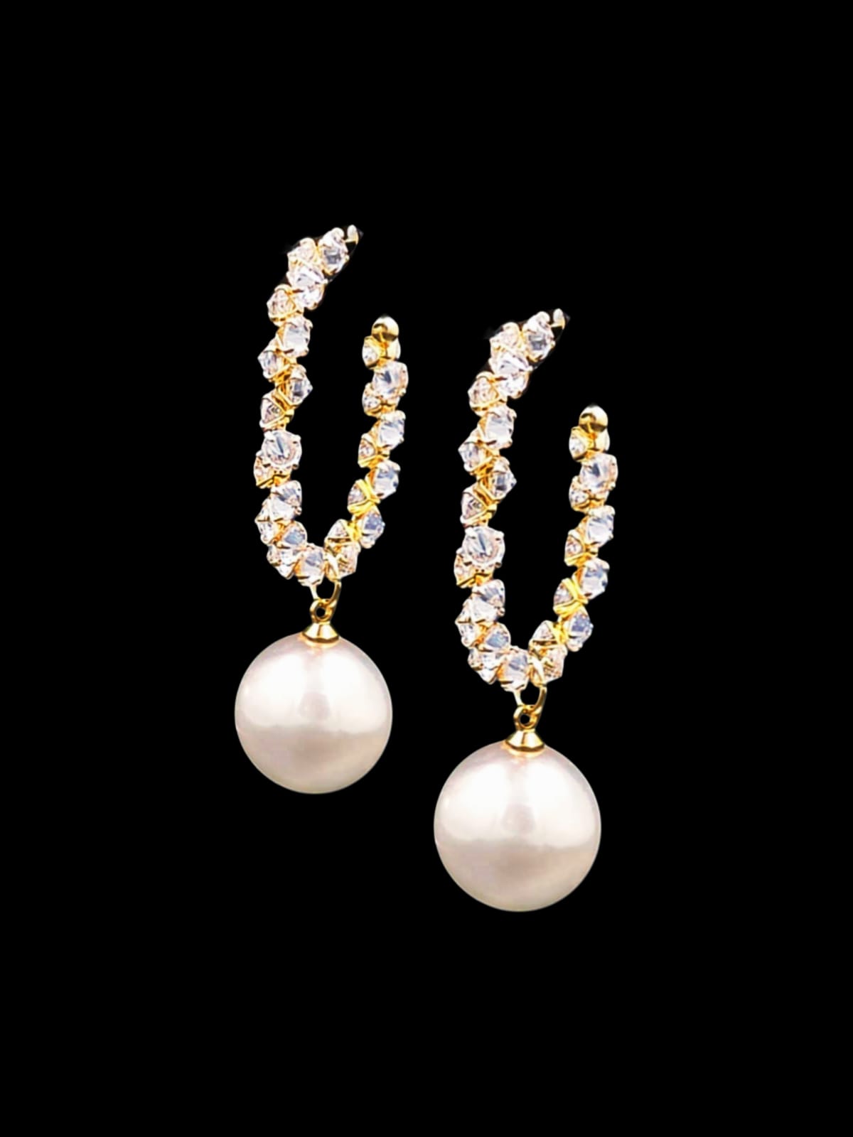 Crystal Pearl Loop Earrings