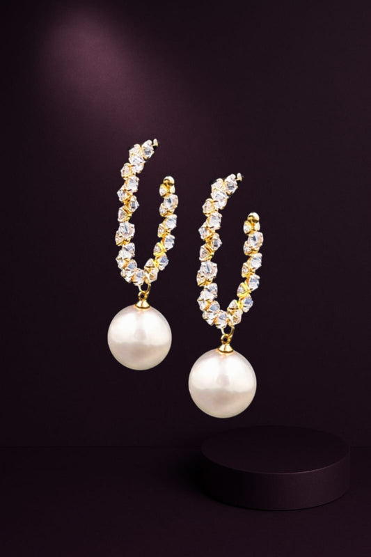 Crystal Pearl Loop Earrings