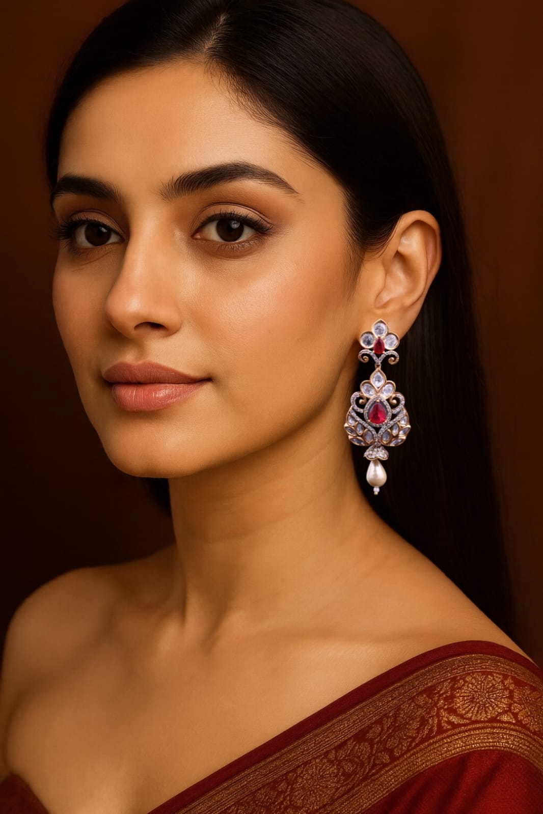 Regal Ruby Blossom Earrings