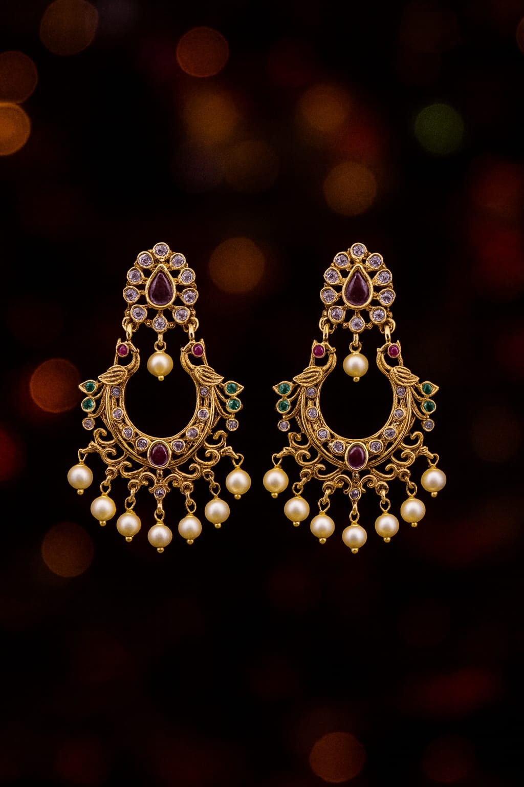 Regal Peacock Symphony Earrings