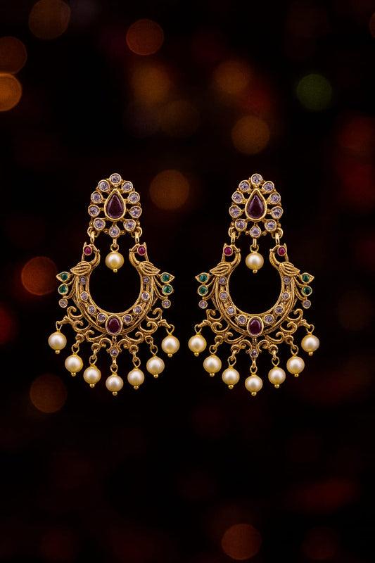 Regal Peacock Symphony Earrings