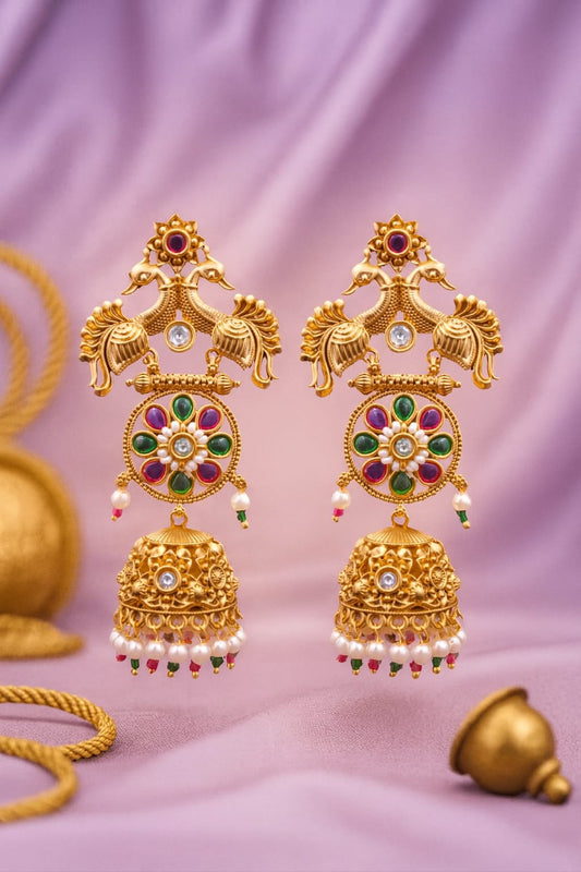 Mayura Pushpanjali Jhumkas