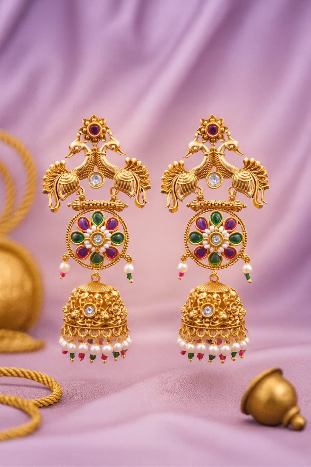 Mayura Pushpanjali Jhumkas