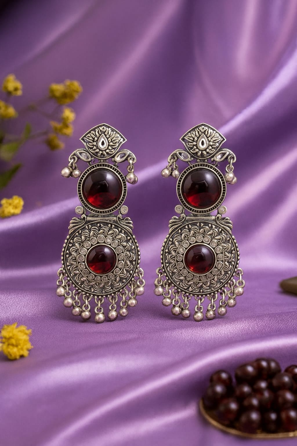 Crimson Regal Oxidized Chandbalis
