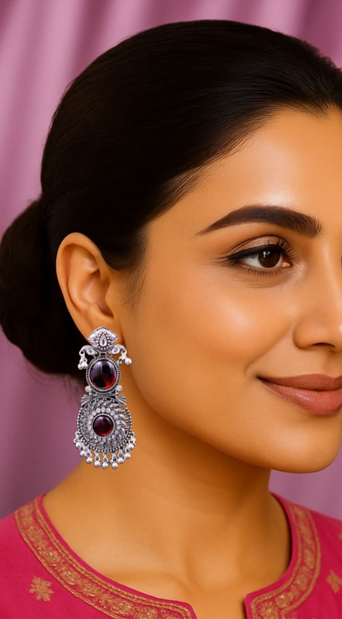 Crimson Regal Oxidized Chandbalis