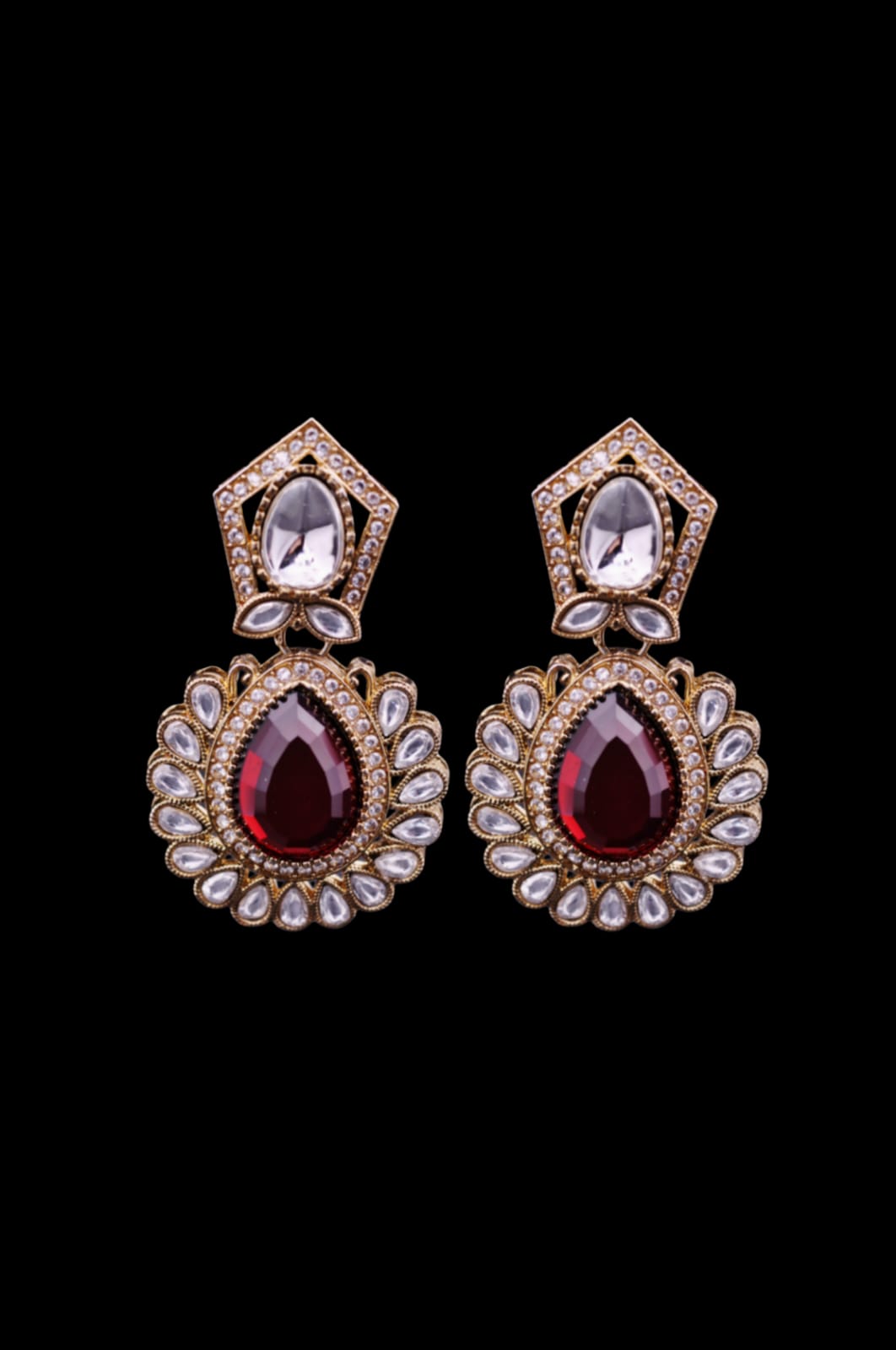 Crimson Royale Kundan Studs