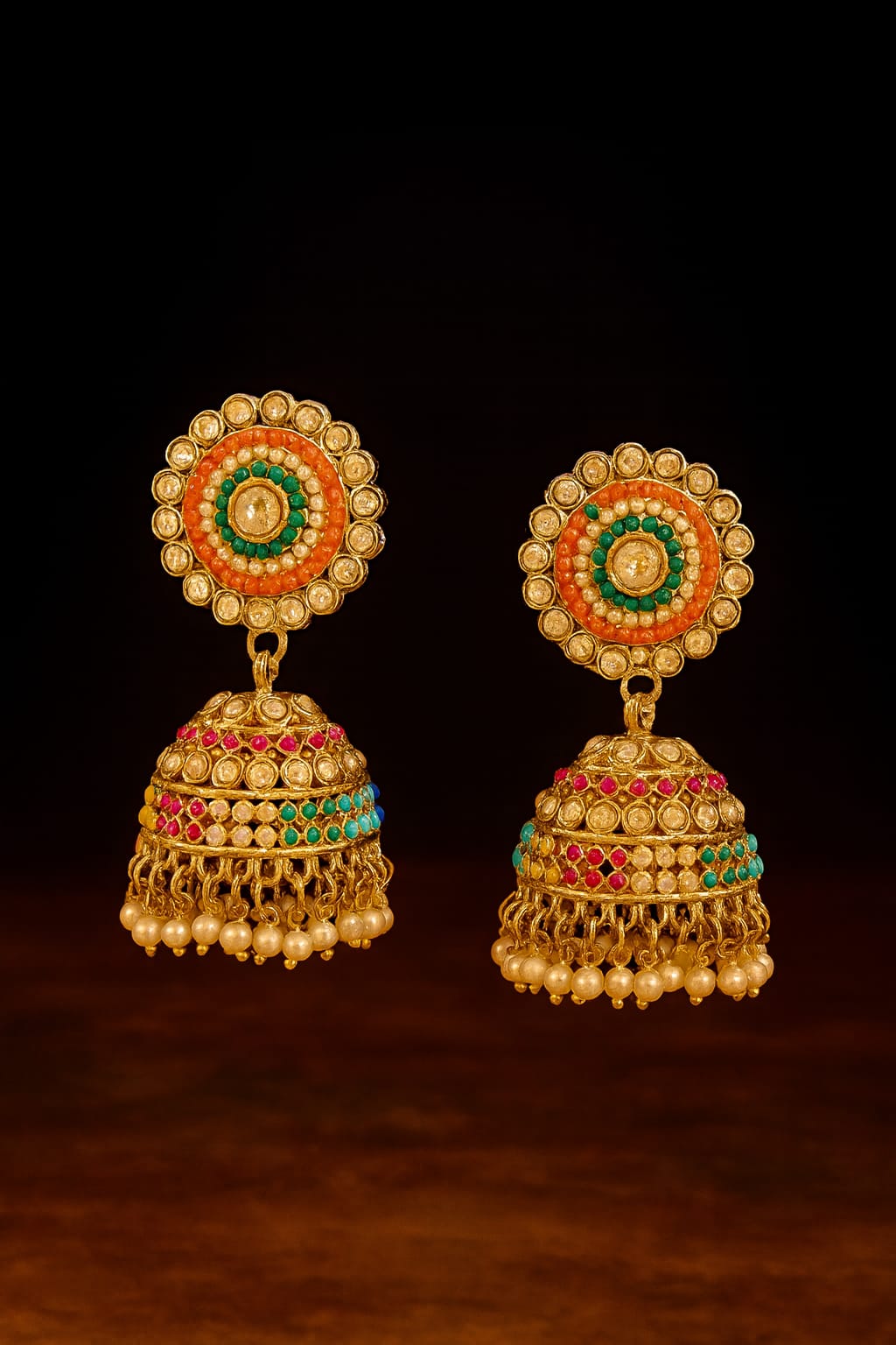 Rangmala Kundan Jhumka Earrings