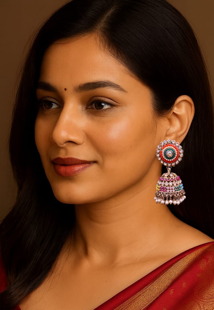 Rangmala Kundan Jhumka Earrings