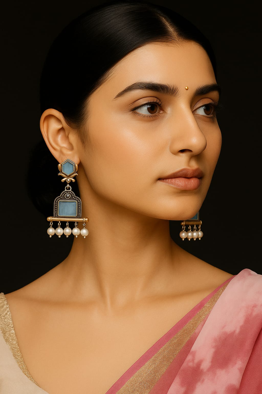 Azure Lotus Charm Earrings