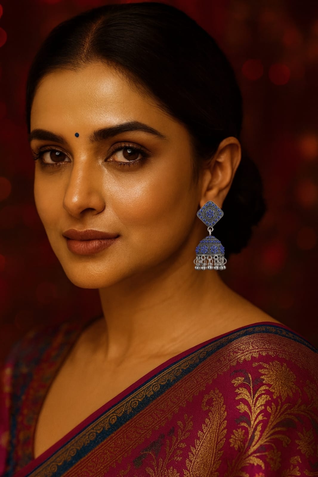 Midnight Bloom Oxidized Jhumkas