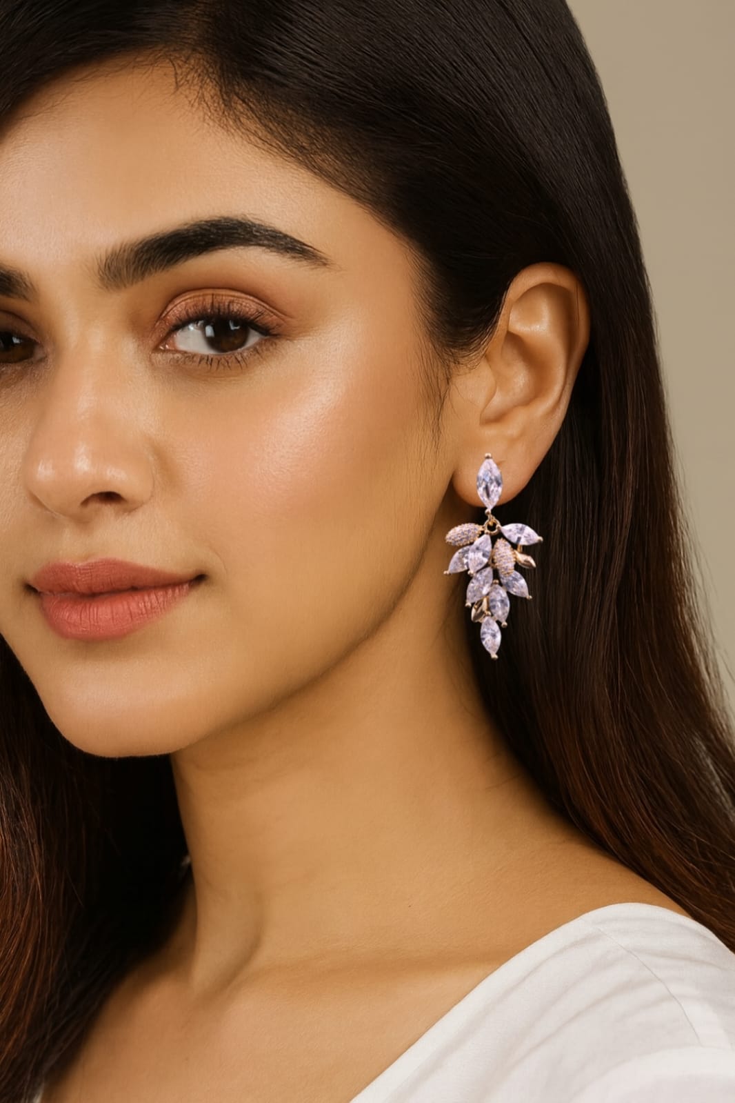 Crystal Cascade Leaf Earrings