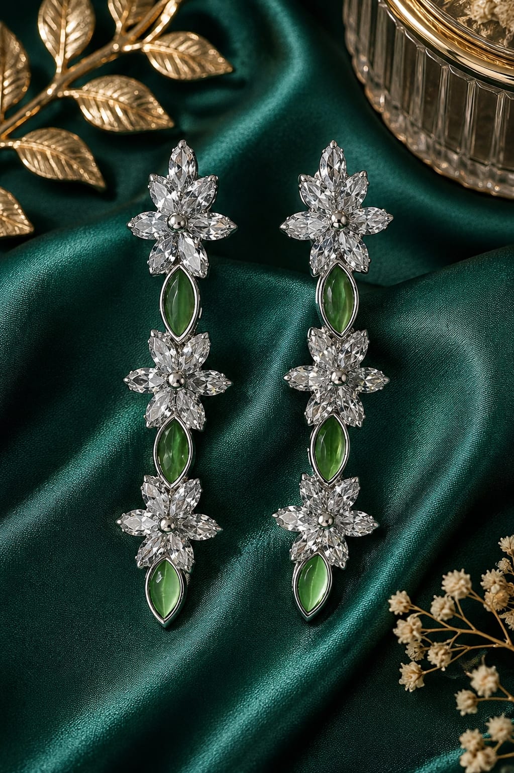 Emerald Bloom Cascade Earrings