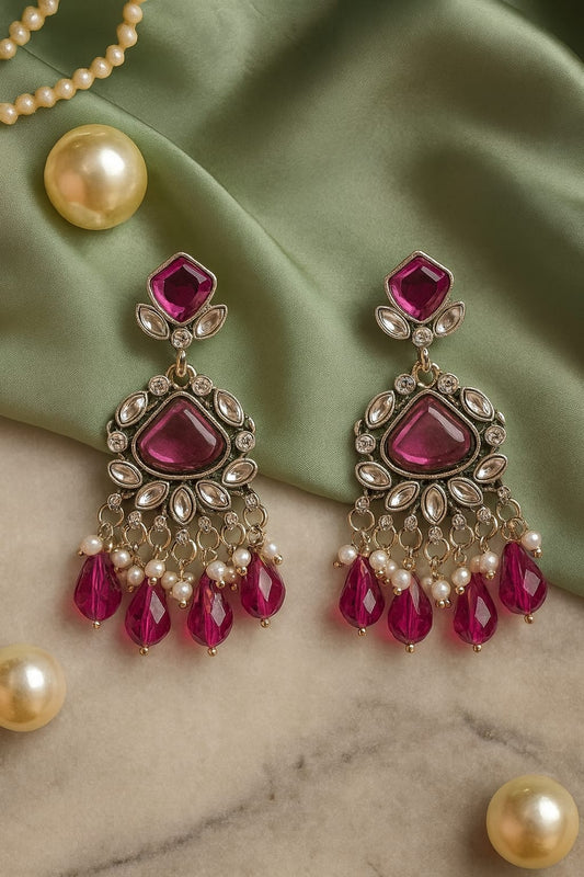 Purple Sunshine Kundan Drop Earrings