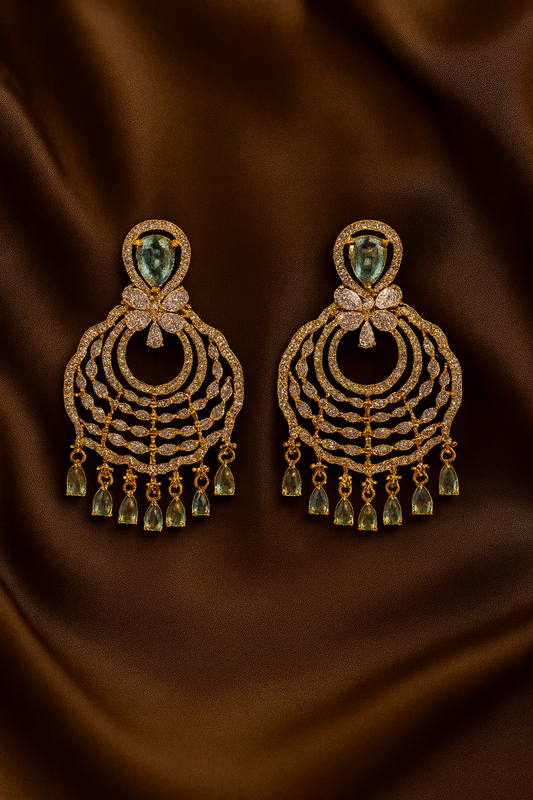 Royal Radiance: Gold & Ruby Chandelier Earrings