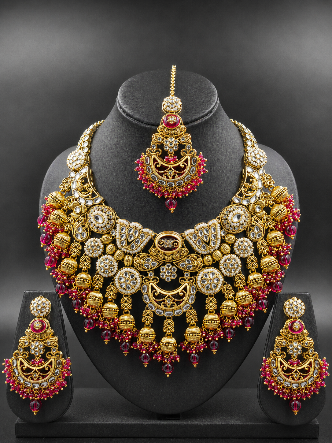 Rajwada Ruby Kundan Necklace Set