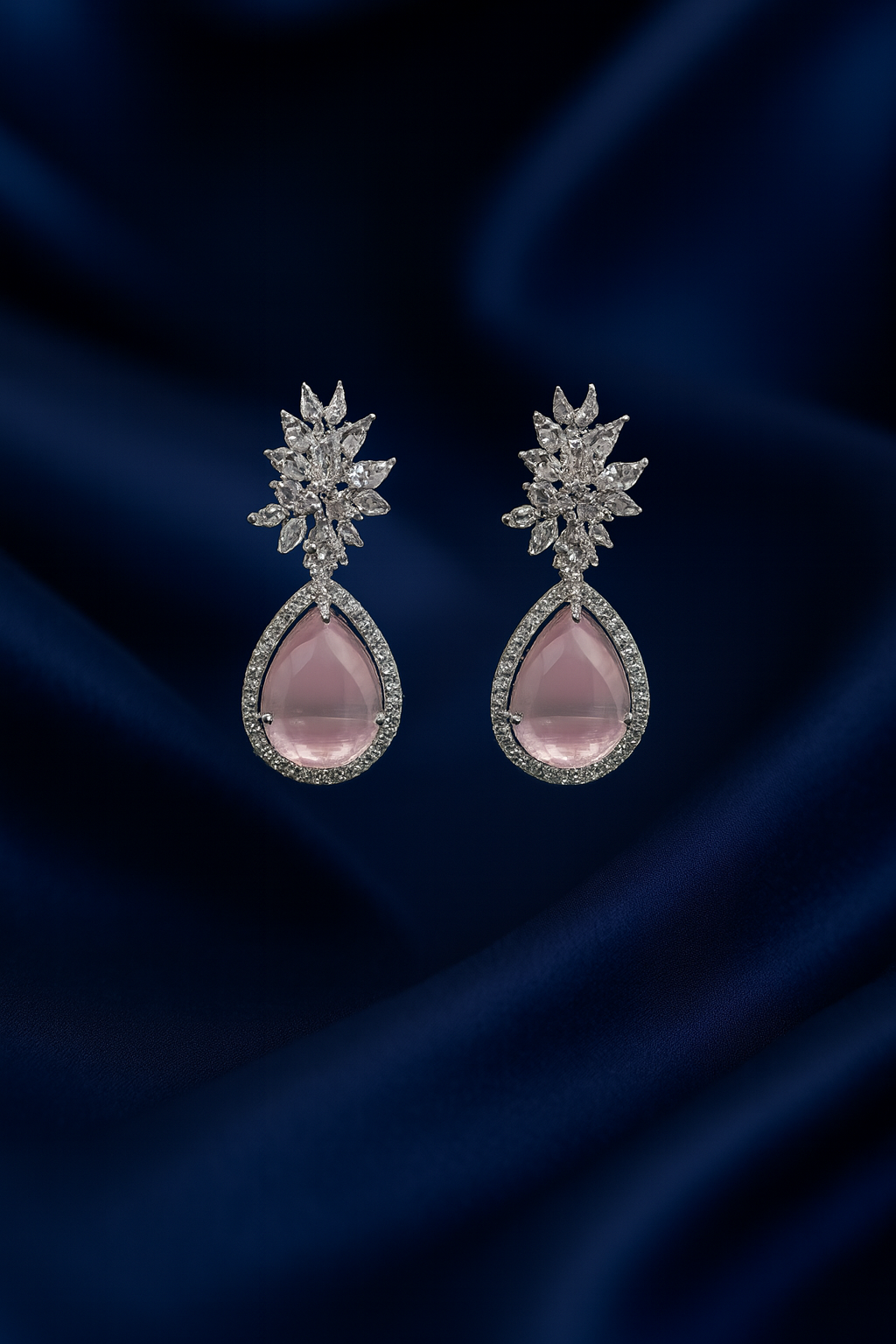 Pink Royal Elegance Teardrop Crystal Earrings