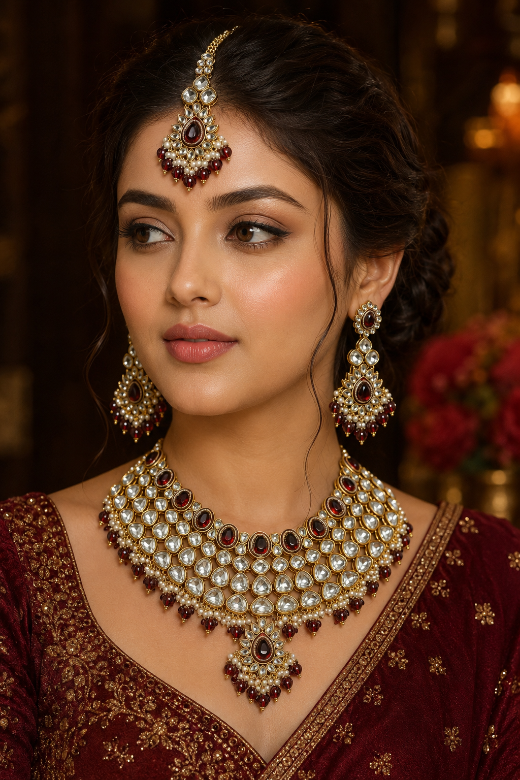Royal Ruby Kundan Necklace Set