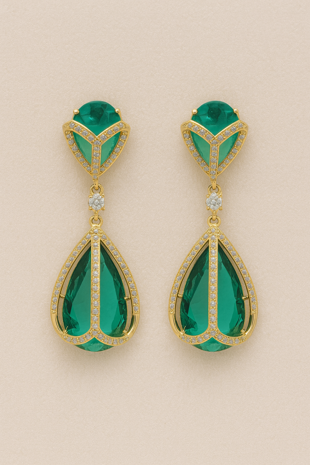 Elegant Emerald & Ruby Teardrop Earrings