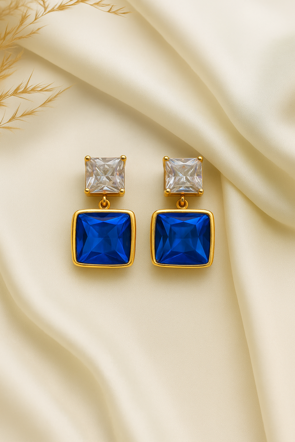 Luxe Blue Radiance Statement Earrings