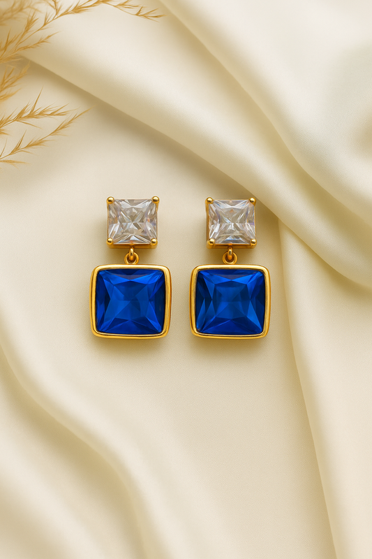 Luxe Blue Radiance Statement Earrings